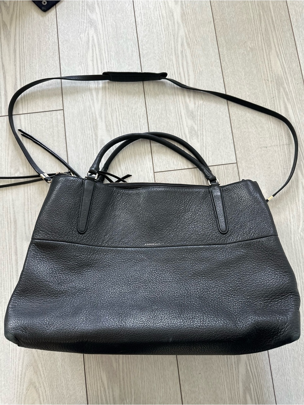 Coach Tote Black Leather Tote Bag with Shoulder Strap